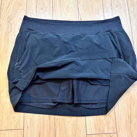 Athleta Jupe Skirt Soho Skort Shorts Stretch Zip Pockets Black Women's Size 16 - Picture 6 of 6